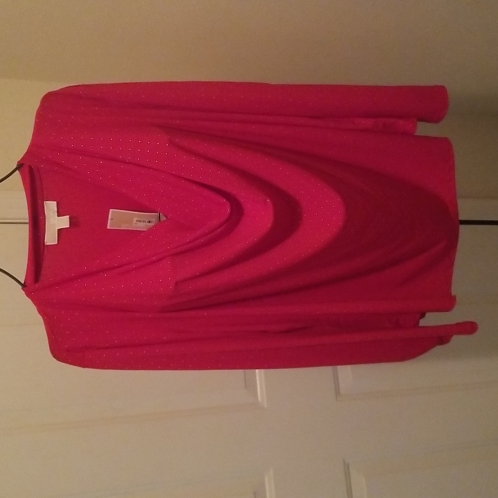 Michael Kors 2x red long sleeved top with silver metal dots